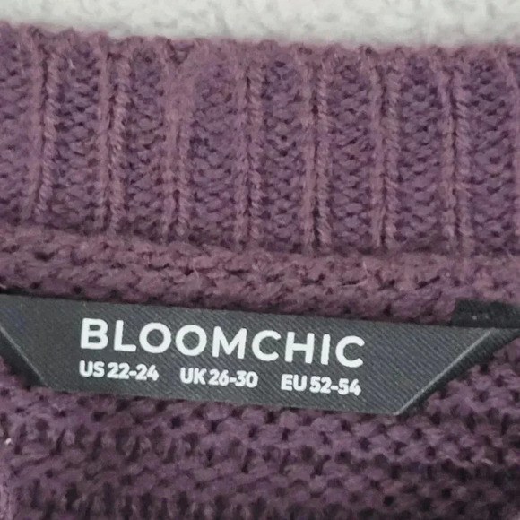 Bloomchic Womens Oversized Lace-Up Sweater Plus 22-24 Purple 100% Acrylic 5CT - Picture 4 of 7
